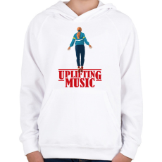 PRINTFASHION Uplifting Music Stranger Things - Gyerek kapucnis pulóver - Fehér