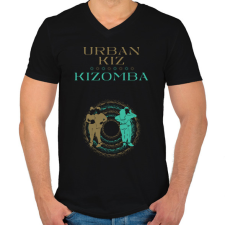 PRINTFASHION UrbanKiz Kizomba táncos S0206 gold-green - Férfi V-nyakú póló - Fekete férfi póló