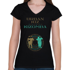 PRINTFASHION UrbanKiz Kizomba táncos S0206 gold-green - Női V-nyakú póló - Fekete
