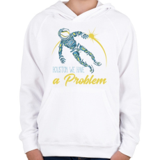 PRINTFASHION Űrhajós 02 - Houston we have a problem - Gyerek kapucnis pulóver - Fehér