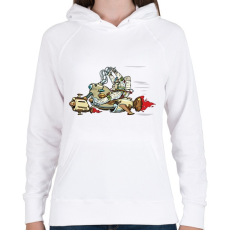 PRINTFASHION Űrhajós a motoron - Női kapucnis pulóver - Fehér