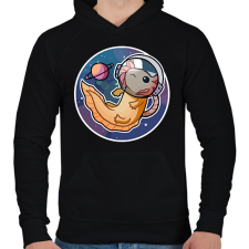 PRINTFASHION Űrhajós axolotl - Férfi kapucnis pulóver - Fekete férfi pulóver, kardigán