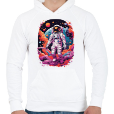 PRINTFASHION Űrhajós az űrben - Férfi kapucnis pulóver - Fehér