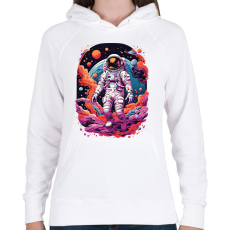 PRINTFASHION Űrhajós az űrben - Női kapucnis pulóver - Fehér