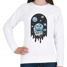 PRINTFASHION Űrhajós cica - Női pulóver - Fehér női pulóver, kardigán