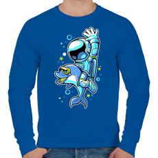 PRINTFASHION Űrhajós és a delfin - Férfi pulóver - Királykék