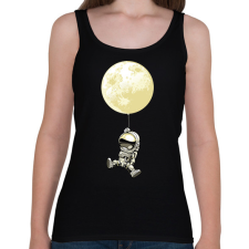 PRINTFASHION Űrhajós és a hold lufi - Női atléta - Fekete női trikó