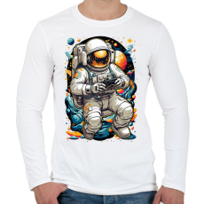 PRINTFASHION Űrhajós gamer - Férfi hosszú ujjú póló - Fehér