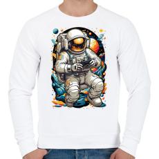 PRINTFASHION Űrhajós gamer - Férfi pulóver - Fehér