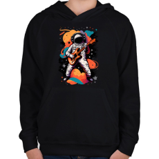 PRINTFASHION Űrhajós gitárral - Gyerek kapucnis pulóver - Fekete