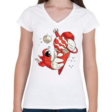 PRINTFASHION Űrhajós jégkrém - Női V-nyakú póló - Fehér