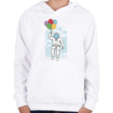 PRINTFASHION Űrhajós lufikkal - Gyerek kapucnis pulóver - Fehér