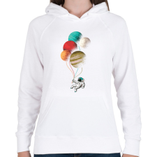 PRINTFASHION Űrhajós lufikkal - Női kapucnis pulóver - Fehér női pulóver, kardigán