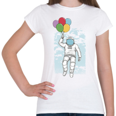 PRINTFASHION Űrhajós lufikkal - Női póló - Fehér