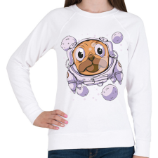 PRINTFASHION Űrhajós mopsz - Női pulóver - Fehér női pulóver, kardigán