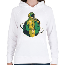 PRINTFASHION Űrhajós - Női kapucnis pulóver - Fehér női pulóver, kardigán