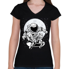 PRINTFASHION űrhajós - Női V-nyakú póló - Fekete női póló