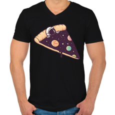 PRINTFASHION Űrhajós pizza - Férfi V-nyakú póló - Fekete