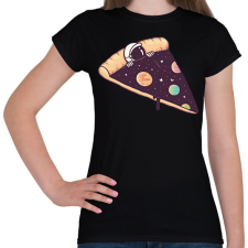 PRINTFASHION Űrhajós pizza - Női póló - Fekete női póló