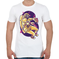 PRINTFASHION Űrhajós pizzával - Férfi póló - Fehér férfi póló
