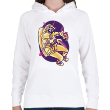 PRINTFASHION Űrhajós pizzával - Női kapucnis pulóver - Fehér női pulóver, kardigán