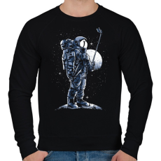 PRINTFASHION Űrhajós szelfi - Férfi pulóver - Fekete