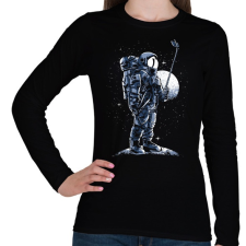 PRINTFASHION Űrhajós szelfi - Női hosszú ujjú póló - Fekete női póló
