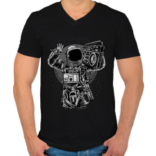 PRINTFASHION Űrhajós zenegép - Férfi V-nyakú póló - Fekete férfi póló
