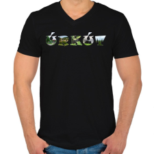 PRINTFASHION Úrkút - Férfi V-nyakú póló - Fekete férfi póló