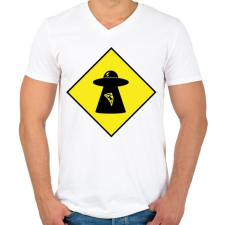 PRINTFASHION Űrlény - Férfi V-nyakú póló - Fehér férfi póló