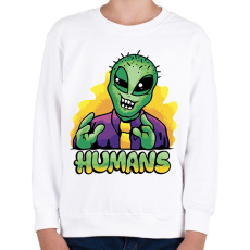 PRINTFASHION Űrlény mém - Gyerek pulóver - Fehér