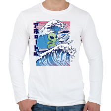 PRINTFASHION Űrlény szörf - Férfi hosszú ujjú póló - Fehér férfi póló