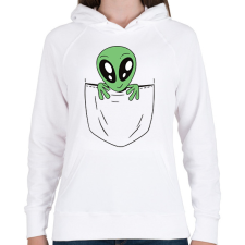 PRINTFASHION Űrlény zsebminta - Női kapucnis pulóver - Fehér női pulóver, kardigán