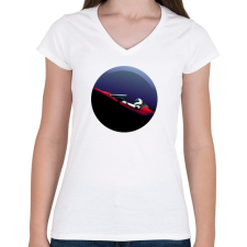 PRINTFASHION Űrpasi - Női V-nyakú póló - Fehér női póló