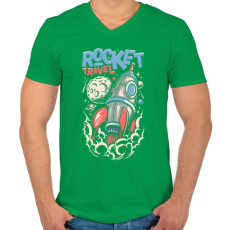 PRINTFASHION Űrutazás - Férfi V-nyakú póló - Zöld