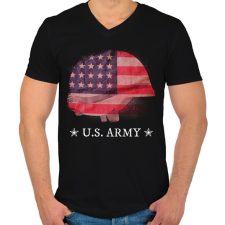 PRINTFASHION US ARMY - Férfi V-nyakú póló - Fekete férfi póló