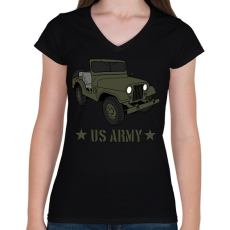 PRINTFASHION us army - Női V-nyakú póló - Fekete
