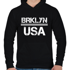 PRINTFASHION Usa brooklyn - Férfi kapucnis pulóver - Fekete férfi pulóver, kardigán
