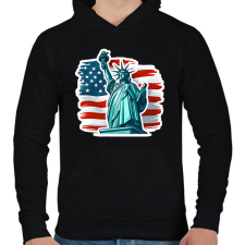 PRINTFASHION Usa liberty - Férfi kapucnis pulóver - Fekete férfi pulóver, kardigán