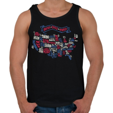 PRINTFASHION USA - rajzos térkép - Amerikai Egyesült Államok - Férfi atléta - Fekete atléta, trikó