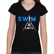 PRINTFASHION Úszás - Női V-nyakú póló - Fekete női póló