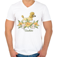 PRINTFASHION Uszkár - Férfi V-nyakú póló - Fehér férfi póló