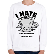 PRINTFASHION Utálom a reggeleket - Gyerek pulóver - Fehér