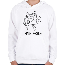 PRINTFASHION Utálom az embereket - Gyerek kapucnis pulóver - Fehér gyerek pulóver, kardigán