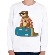 PRINTFASHION Utazó vidra - Gyerek pulóver - Fehér