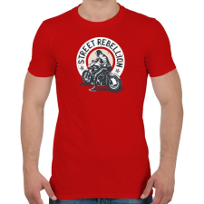 PRINTFASHION Utcai motoros - street rebellion - Férfi póló - Piros férfi póló