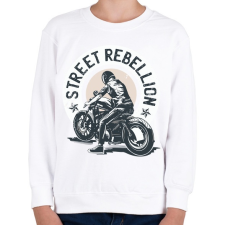 PRINTFASHION Utcai motoros - street rebellion - Gyerek pulóver - Fehér gyerek pulóver, kardigán