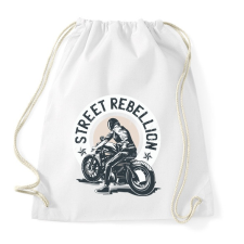 PRINTFASHION Utcai motoros - street rebellion - Sportzsák, Tornazsák - Fehér tornazsák