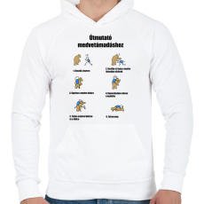 PRINTFASHION Útmutató medve támadásokhoz - Férfi kapucnis pulóver - Fehér