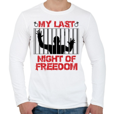 PRINTFASHION Utolsó szabad éjszaka - Legénybúcsú - Férfi hosszú ujjú póló - Fehér férfi póló